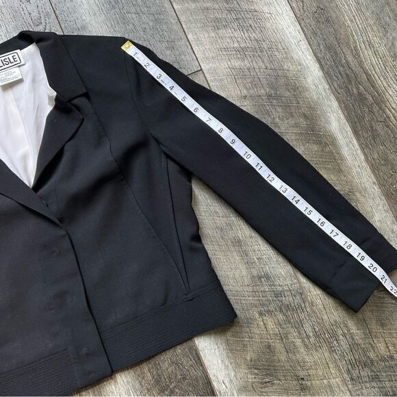 Carlisle Designer Black Wool and Silk Blazer Suit Jacket Size 2 - Picture 9 of 10